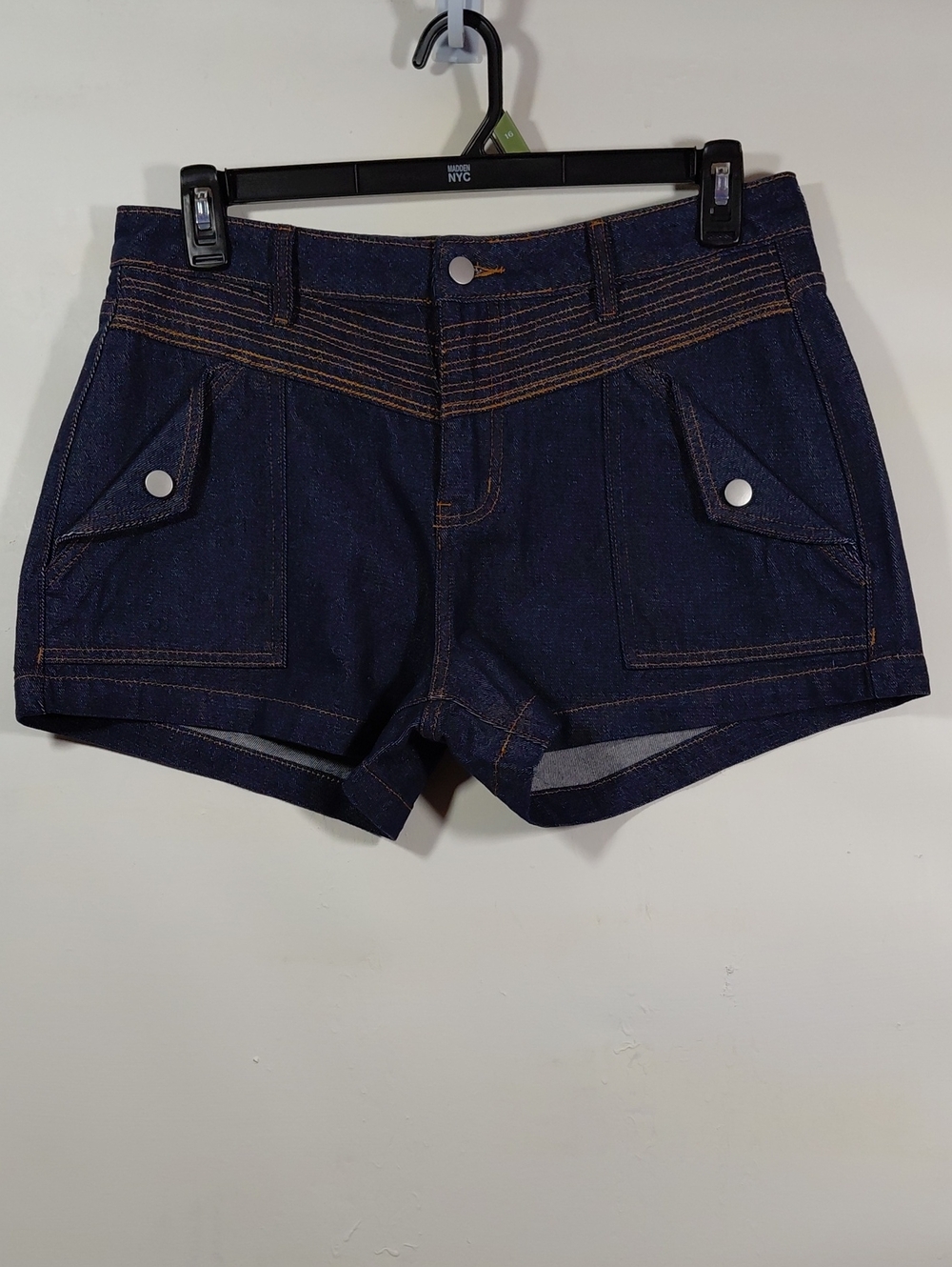 Fashion Nova Dark Blue Denim Contrast Stitching Women’s Shorts Size 13